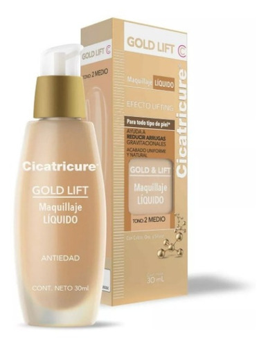 Base de maquillaje líquida Cicatricure Gold Lift Tono 2 medio Maquillaje Líquido Cicatricure Gold Lift Medio - 30 Ml - 30mL 30g