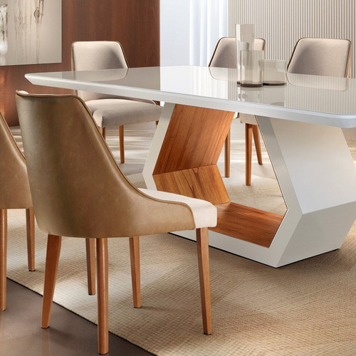 Mesa De Jantar Madeira Maciça Sarah E 8 Cadeiras Roma Df