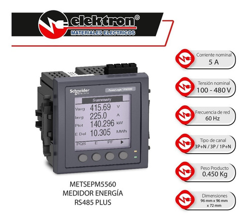 Imagen 2 de 4 de Medidor De Energía Pm5560 Schneider