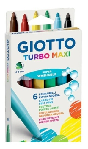 Marcador Fibra Giotto Turbo Maxi X 6 Grueso Colores Surtido