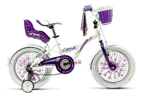 Bicicleta Raleigh Niña R16 4-6 Años Lilhon. En Color Blanco/violeta