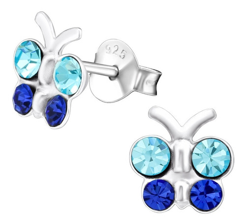 Aros Plata 925, Mariposa Animales Zirconitas Brillante  Niña