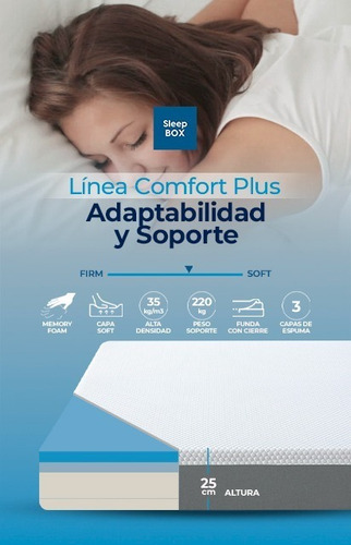 Imagen 3 de 5 de Colchon Comfort Plus 200x200x25 Sleep Box