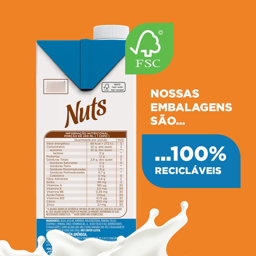 Kit 6 Bebida À Base De Amêndoa Original Nuts Caixa 1l