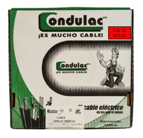 Caja 100 Mts Cable Rojo Thw Cal 12 Awg 100%cobre Condulac