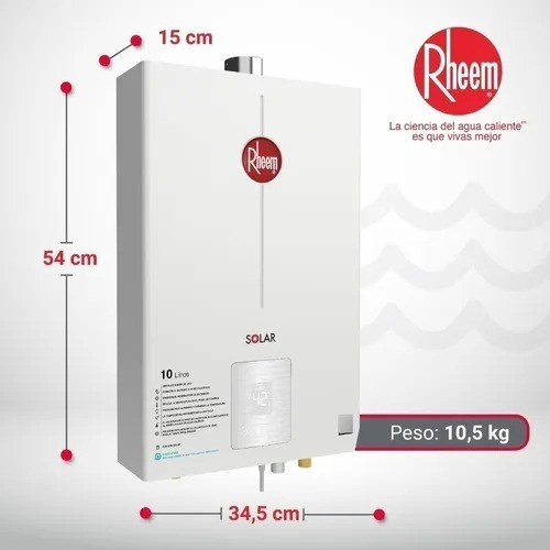 Calentador De Agua 10lt Gas Natural Tiro Forzado Dig Rheem Voltaje 120v Color Blanco Tipo De Gas Gn