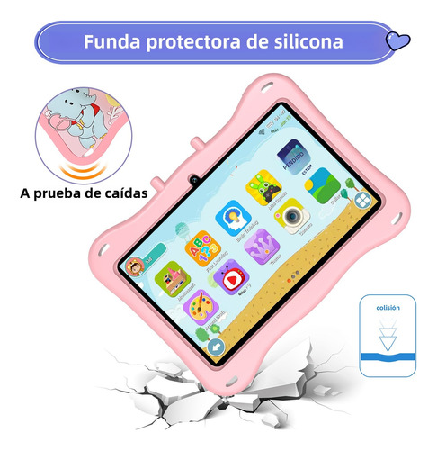 E13 7'' Tableta Para Niños Con Funda Android 12 6+128gb Wifi