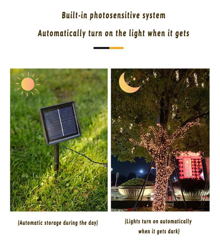 Fio De Luz Solar, Tipo Gota D'água 5 Metros 20 Luzes