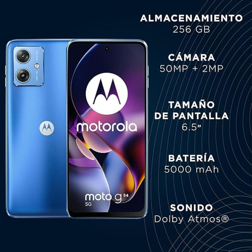 Celular Motorola Moto G54 5g Dual Sim 256gb 8gb Ram Ip54 Nfc Azul Oscuro