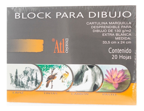 Block Dibujo Atl Sketchbook Cartulina Marquilla 130g 33x24cm