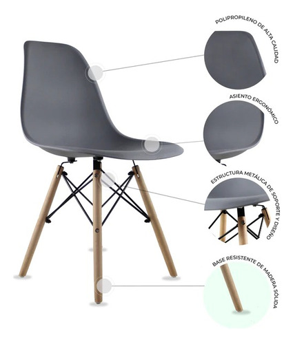 Paquete De 4 Sillas De Plastico De Comedor Oslo Eco Eames