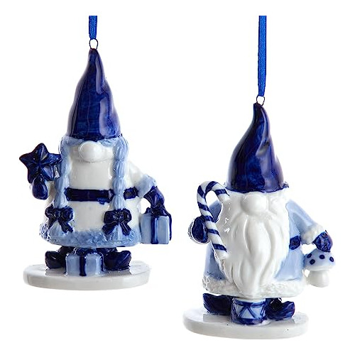 Gnomos De Porcelana Delft Azul Y Blanco De Kurt Adler, ...
