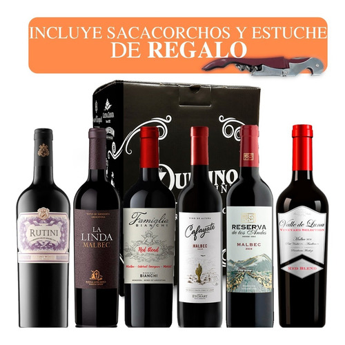 Imagen 1 de 9 de Vino (combo Premiun Caja 6 Botellas X 750) Rutini 2. Quirino