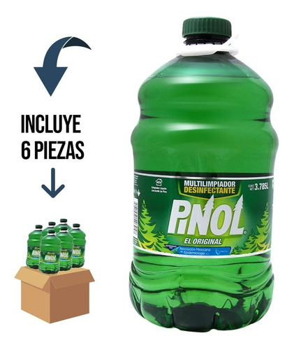 6 Pz Pinol Limpiador/ Desinfectante Líquido Multiusos 3785ml