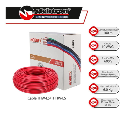 Imagen 4 de 8 de Caja 100 Mts Cable Verde Cal 10 Awg Kobrex Vinikob 100%cobre