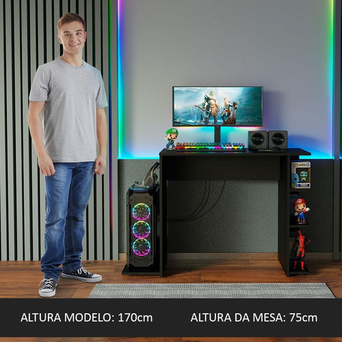 Escritorio Gamer Madesa Mesa de Oficina Color Marrón 9414