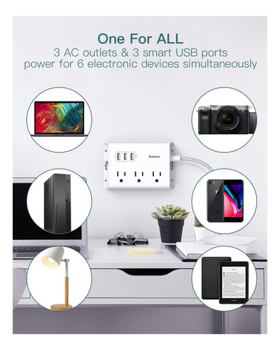 Tira De Alimentación Con Usb, Cable De Extensión De Enchufe