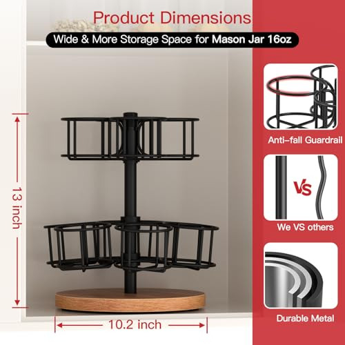 Estante Giratorio De Dos Niveles Para Tarros Mason De 16 Oz