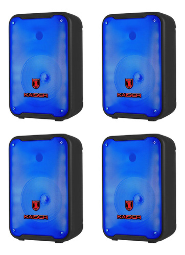 Kit 4 De Bocina 8 Pulgadas Bt Profesional Con Micrófono Negro