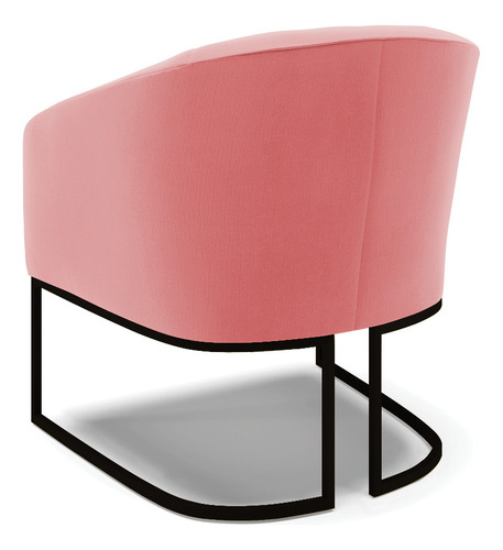 Poltrona Stella Suede Base Metálica Industrial Preto Cor Rose