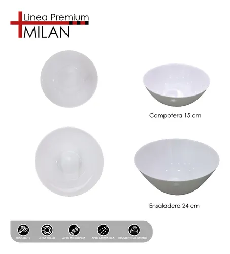 Vajilla Blanca De Opalina X Set De 25 Piezas Milán