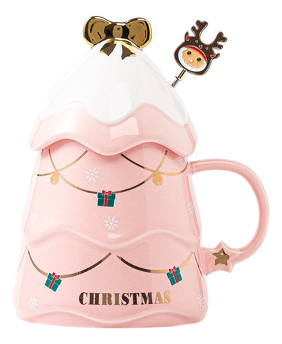 Conjunto De Caneca De Natal Com Tampa E Colher, Caneca De