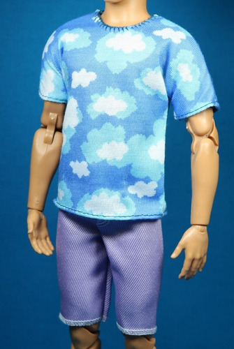 Ropa Para Muñecos Ken - Playera Azul-pantalones Cortos