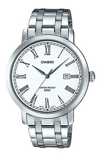 Reloj Para Unisex Casio Mtp-e149d-7bv Plateado Color del fondo Blanco