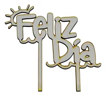 Comprar Topper Decoración Torta Pastel Mdf Blanco Dorado Feliz Día