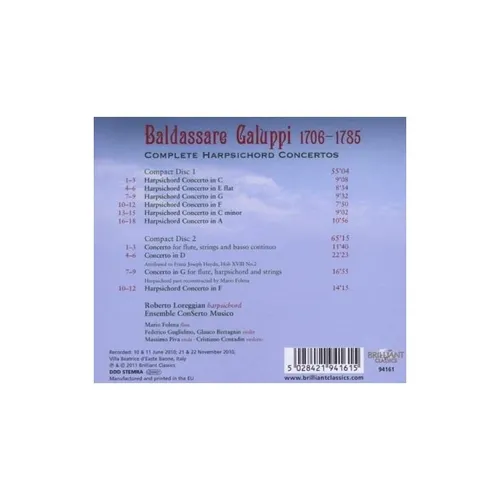Ensemble Conserto Musico Galuppi Complete Harpsichord Concer