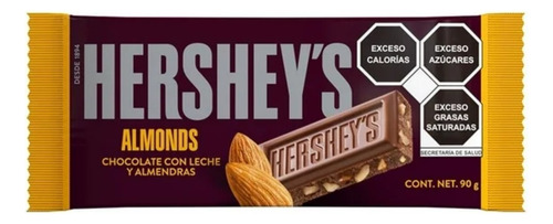 2 Pza Chocolate Con Leche Hershey's Y Almendras 90 G