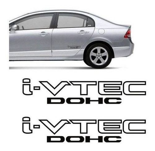 Par Adesivos Honda Civic I-vtec Dohc Carro Emblema Preto