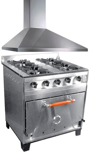 Cocina Eg 80cm Rejas Fundicion + Campana De Acero Completa.