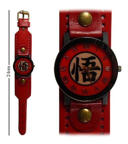 Reloj De Mano Dragon Ball Z Emblema Con Correa Gruesa