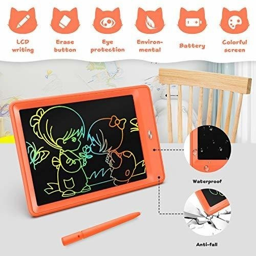 Imagen 2 de 6 de Tablet De Escritura Lcd A Color Para Niños Y Niñas - Orange