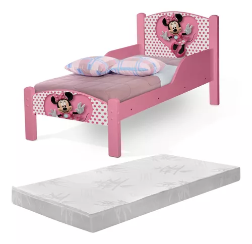 Mini cama Juvenil Infantil Gatinho Branca/Azul Com Colchão - Móveis Bela