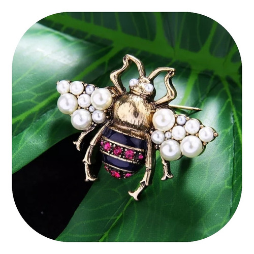 Broche Con Diseño De Abeja Con Perlas Cristales