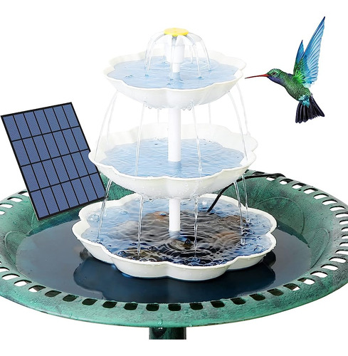 ~? Fuente De Baño Solar Para Pájaros Aisitin Con Baño Para P
