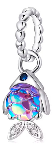 Charm Pez Suerte Y Abundancia Cristal Plata Ley S925 Color Azul Claro