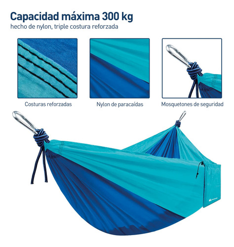 Mayoreo 2 Hamacas Camping Portátil Azul + Kit De Instalación