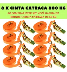 Comprar 8 X Cinta Catraca 800 Kg Reforçada Para Carga Pesada 4,5m Cor 8 X CINTA CATRACA 800 KG MAIS 4 CATRACAS 60KG no Mercado Livre