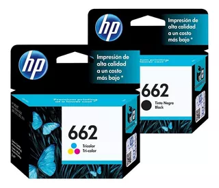 Pack X2 Cartucho De Tinta Hp 662 Impresora Negro Y Tricolor