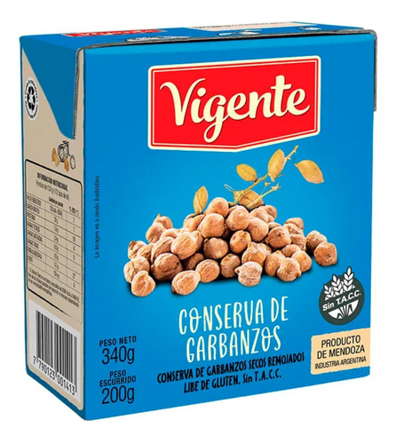 Garbanzos Secos Remojados Tetra Vigente X 340 Grs