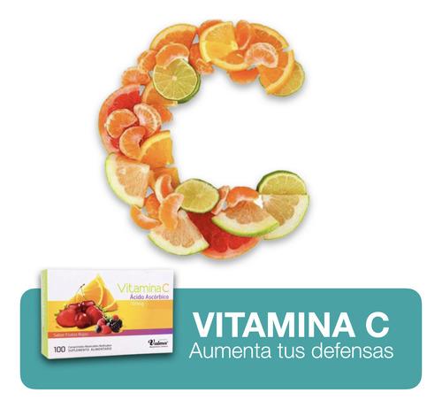 Vitamina C Caja De 500 Comprimidos Sabor Frutos Rojos 100mg