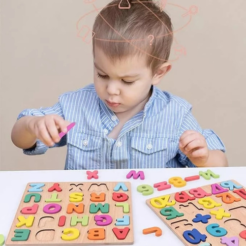 Juego Didactico Madera Numeros Y Abecedario Rompecabezas 2pz