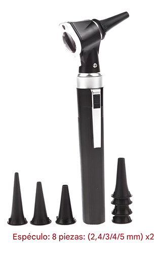 Kit Portatil Otoscopio Diagnostico Oido Luz Led Zoom X3 Negr