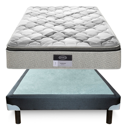 Colchón América Individual Ortopédico Más Box Modelo Yorker Color Gris