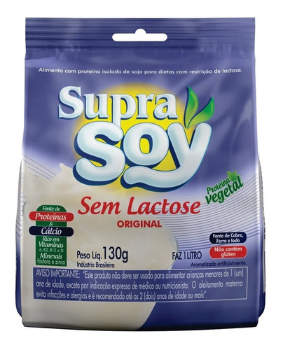 Alimento Em Pó Suprasoy Sem Lactose Original Sachet  130g