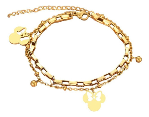 Pulsera Minnie Mouse Exclusivo Baño Oro 18kt