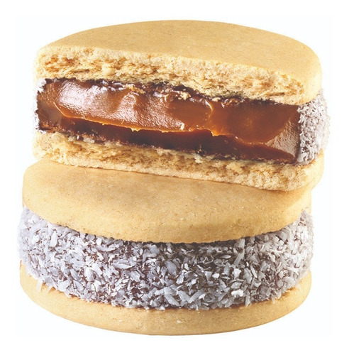 Imagen 3 de 5 de Alfajor Cachafaz Relleno Con Dulcede Leche Decorado Con Coco